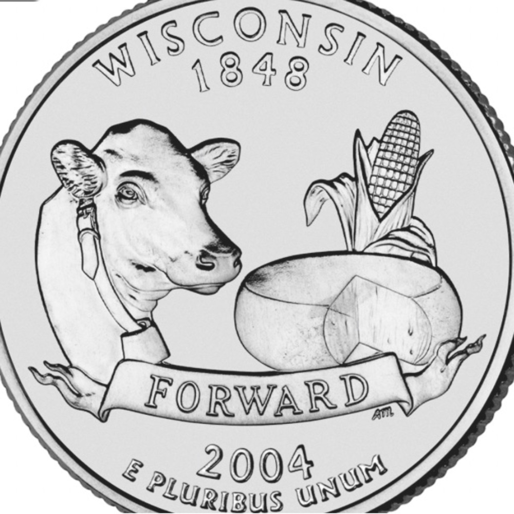 Super rare American 25 cent coin. 1848, 2004 Wisconsin.